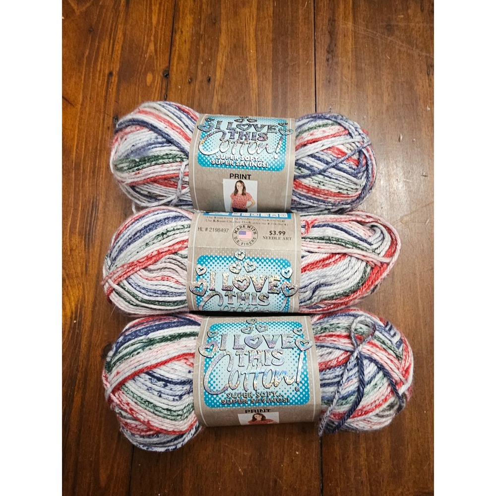 Hobby Lobby I Love This Cotton Yarn 3 Skeins Walk In The Park Multi Color 459yd